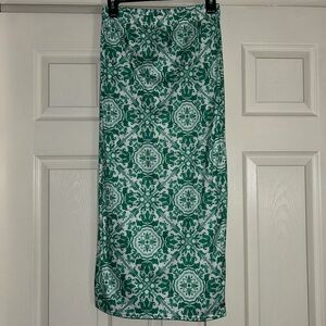 Green and white midi skirt